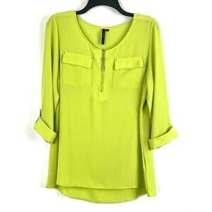 Cathy Women Roll-Up Sleeve Pullover Top Blouse Size M